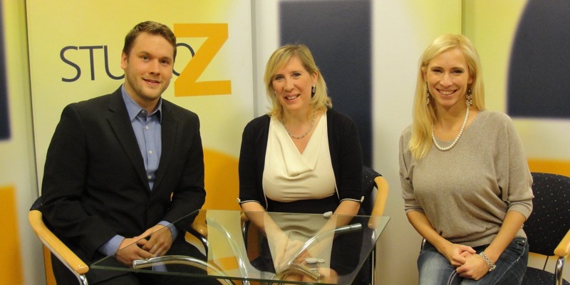 Marie Diamond a Renata Kronowetterov� po vyst�pen� v �eskom programe Studio Z