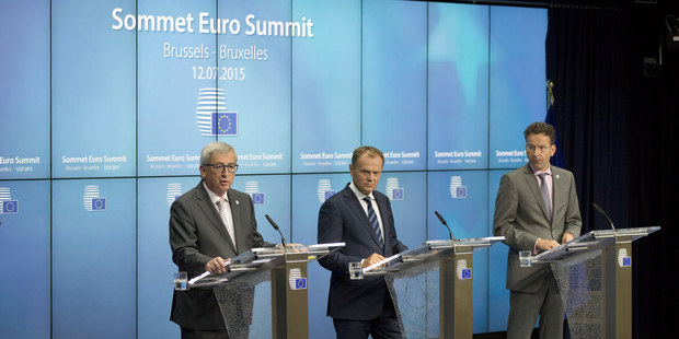 Z�ava  Jean-Claude Juncker, Donald Tusk a Jeroen Dijsselbloem