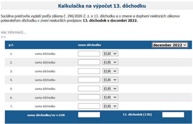 Vypočítajte si výšku 14. dôchodku: Sociálna poisťovňa zverejnila kalkulačku Vypočítajte si výšku 14. dôchodku: Sociálna poisťovňa zverejnila kalkulačku